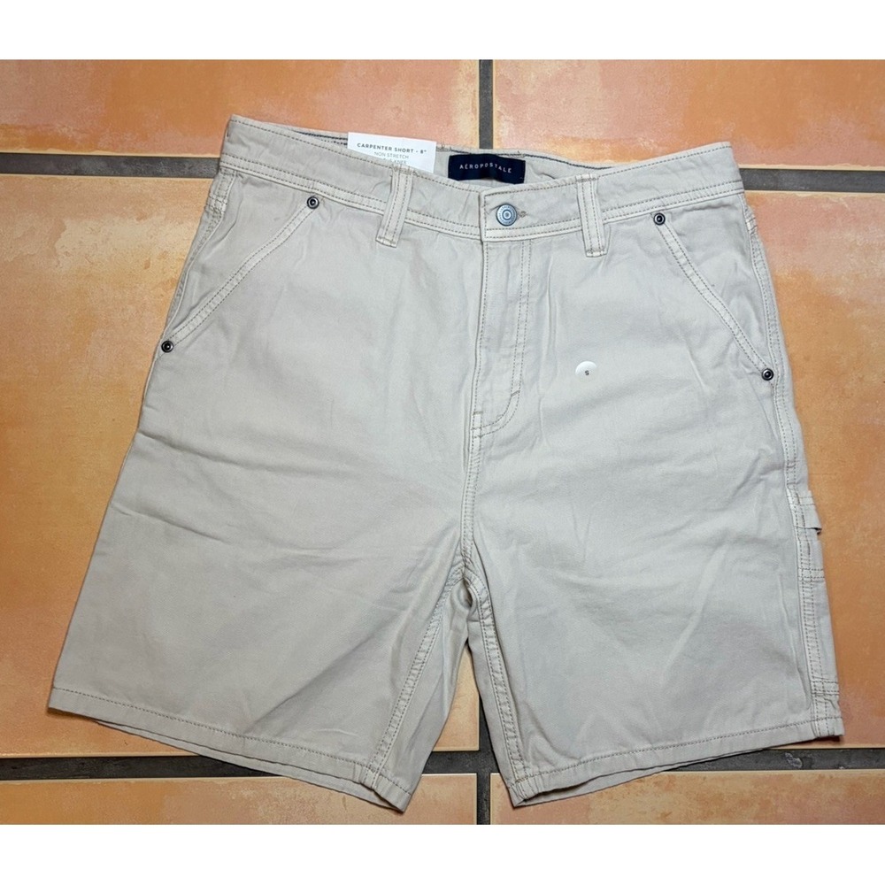 NWT Aeropostale Carpenter Shorts Mens 34 White 10" Inseam Frayed Hem Workwear